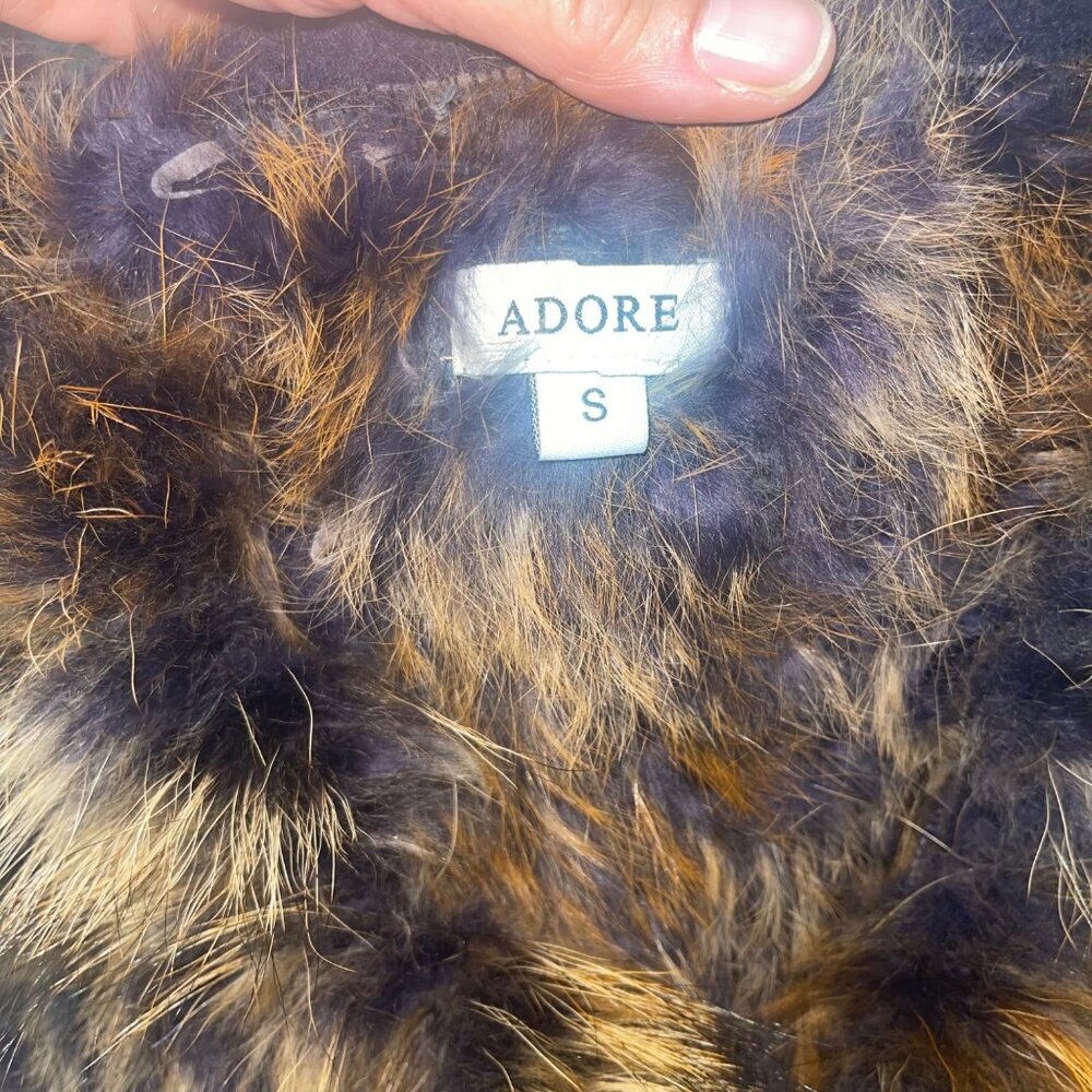 Adore Womens Vest Size Small Brown Racoon Rabbit Fur Knit Fringe Casual - Picture 4 of 8